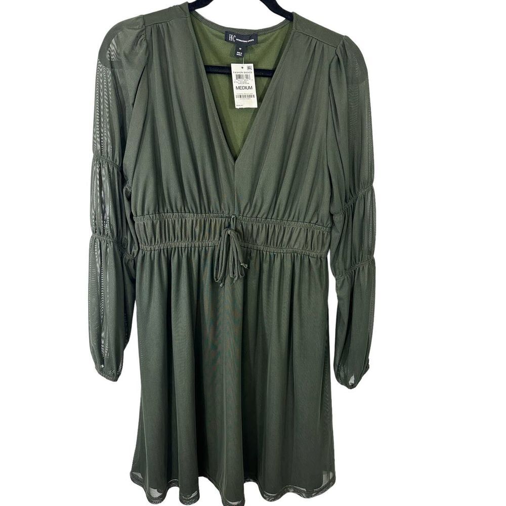 International Concepts  SZ M NWT Women's Avalon‎ Olive Green V-Neck Dress